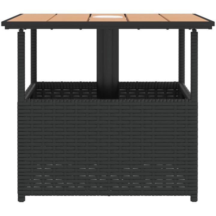 Trädgårdsbord med parasollhål svart 55x55x46,5 cm konstrotting vidaXL – bild 6