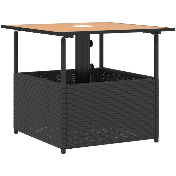 Trädgårdsbord med parasollhål svart 55x55x46,5 cm konstrotting vidaXL – bild 7