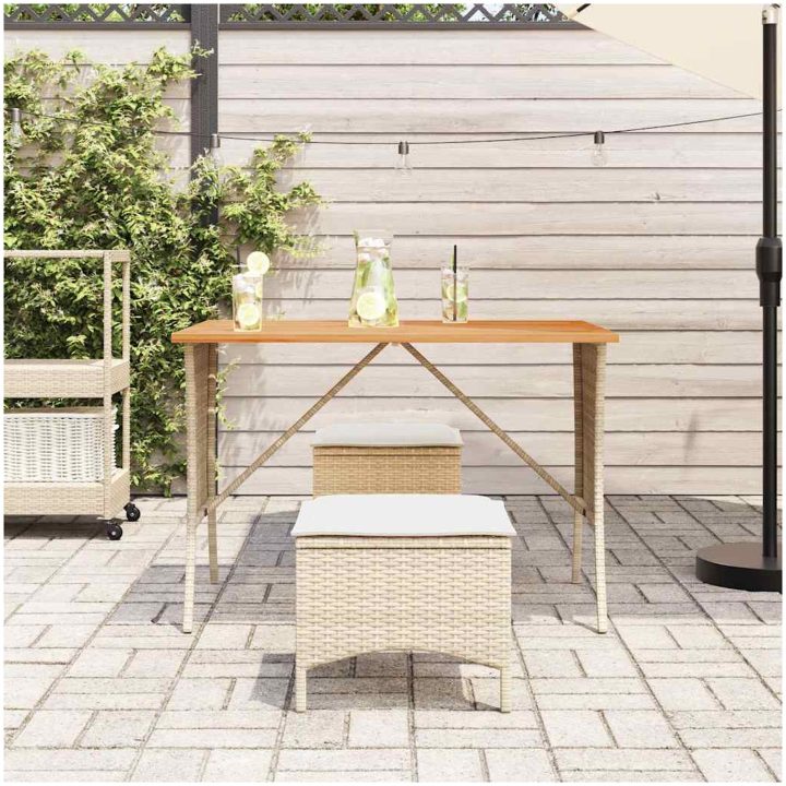 Trädgårdsbord med skiva i akaciaträ beige 105x75x72 cm vidaXL – bild 3