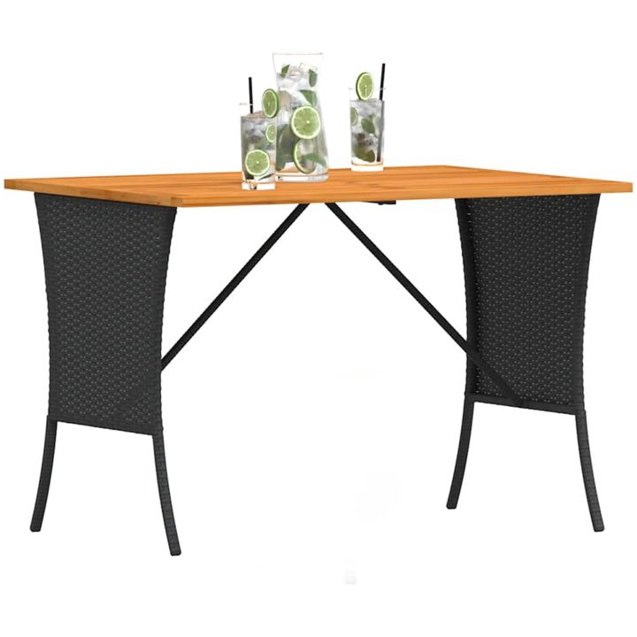 Trädgårdsbord med skiva i akaciaträ svart 105x75x72 cm vidaXL – bild 4