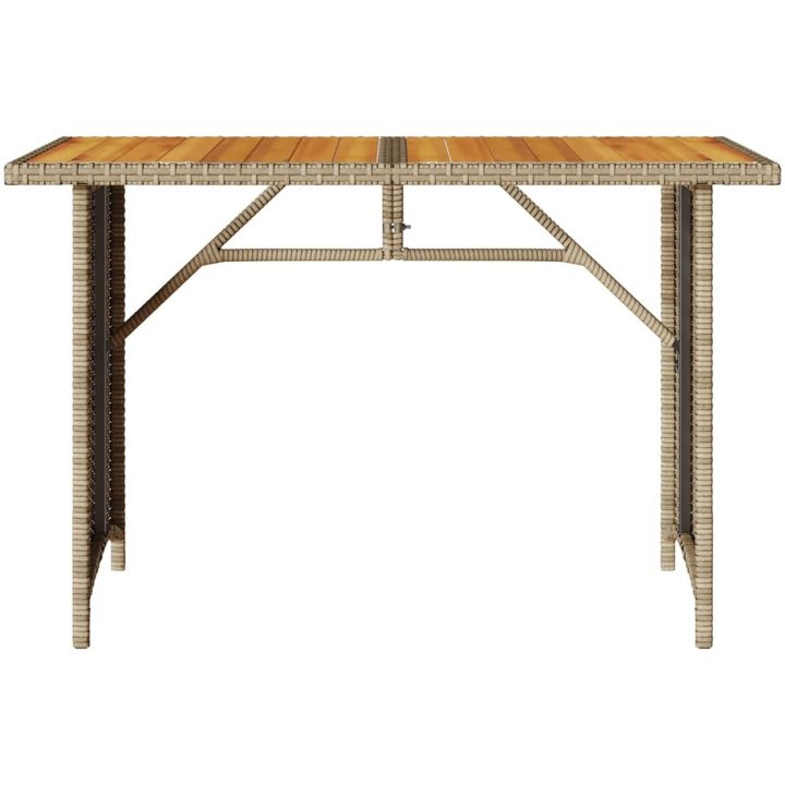 Trädgårdsbord med träskiva beige 110x68x70 cm konstrotting vidaXL – bild 4