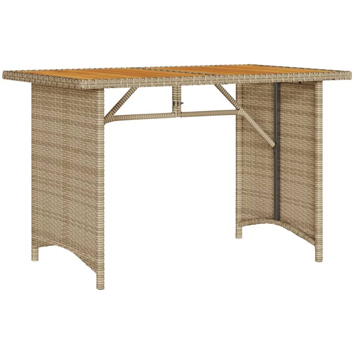Trädgårdsbord med träskiva beige 110x68x70 cm konstrotting vidaXL – bild 6