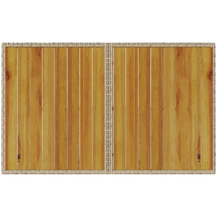 Trädgårdsbord med träskiva beige 110x68x70 cm konstrotting vidaXL – bild 7