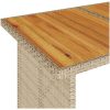 Trädgårdsbord med träskiva beige 110x68x70 cm konstrotting vidaXL – miniatyr 8