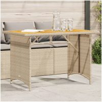 Trädgårdsbord med träskiva beige 110x68x70 cm konstrotting vidaXL