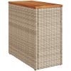 Trädgårdsbord med träskiva beige 58x27,5x55 cm konstrotting vidaXL – miniatyr 2