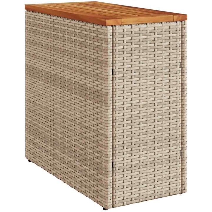 Trädgårdsbord med träskiva beige 58x27,5x55 cm konstrotting vidaXL – bild 2