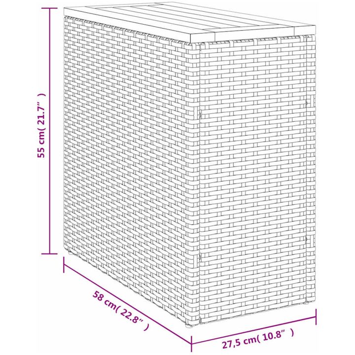 Trädgårdsbord med träskiva beige 58x27,5x55 cm konstrotting vidaXL – bild 11