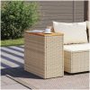 Trädgårdsbord med träskiva beige 58x27,5x55 cm konstrotting vidaXL – miniatyr 3
