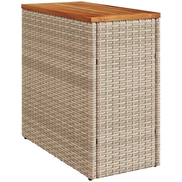 Trädgårdsbord med träskiva beige 58x27,5x55 cm konstrotting vidaXL – bild 7