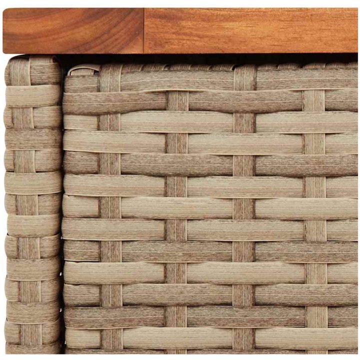 Trädgårdsbord med träskiva beige 58x27,5x55 cm konstrotting vidaXL – bild 9