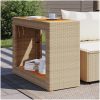 Trädgårdsbord med träskiva beige konstrotting vidaXL 100 x 40 x 75 cm – miniatyr 3