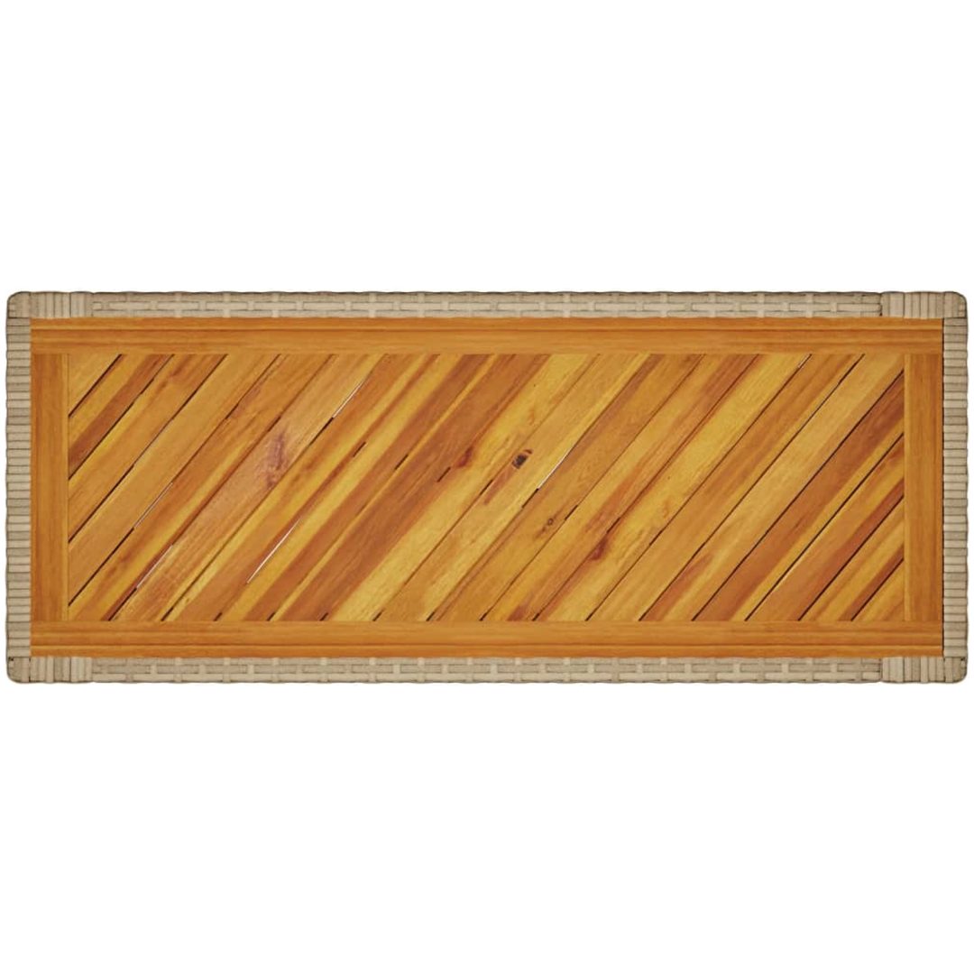 Trädgårdsbord med träskiva beige konstrotting vidaXL 100 x 40 x 75 cm – bild 8