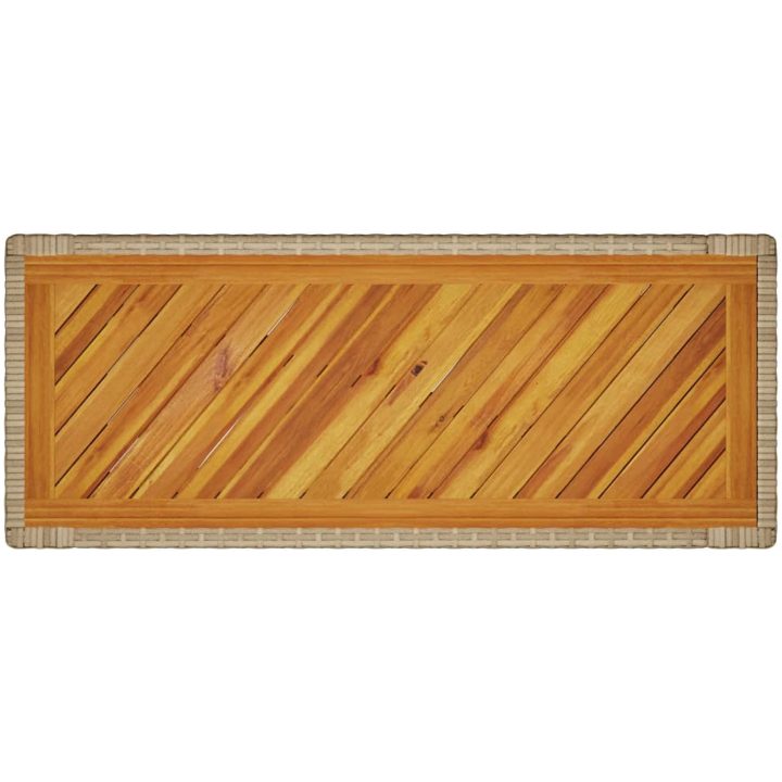 Trädgårdsbord med träskiva beige konstrotting vidaXL 100 x 40 x 75 cm – bild 8