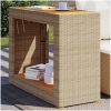 Trädgårdsbord med träskiva beige konstrotting vidaXL 100 x 40 x 75 cm – miniatyr 1