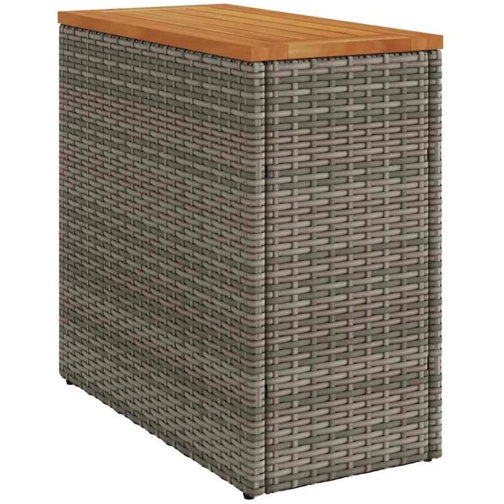 Trädgårdsbord med träskiva grå 58x27,5x55 cm konstrotting vidaXL – bild 2