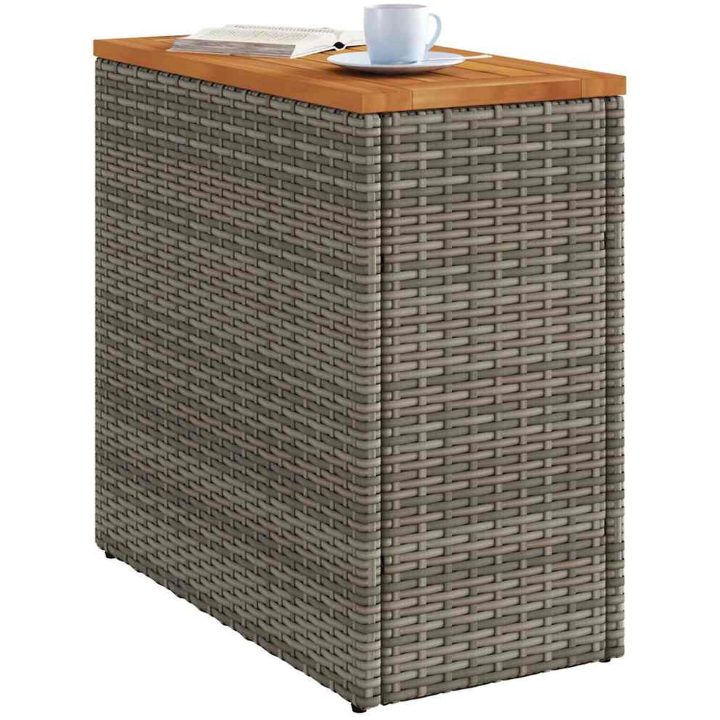 Trädgårdsbord med träskiva grå 58x27,5x55 cm konstrotting vidaXL – bild 4