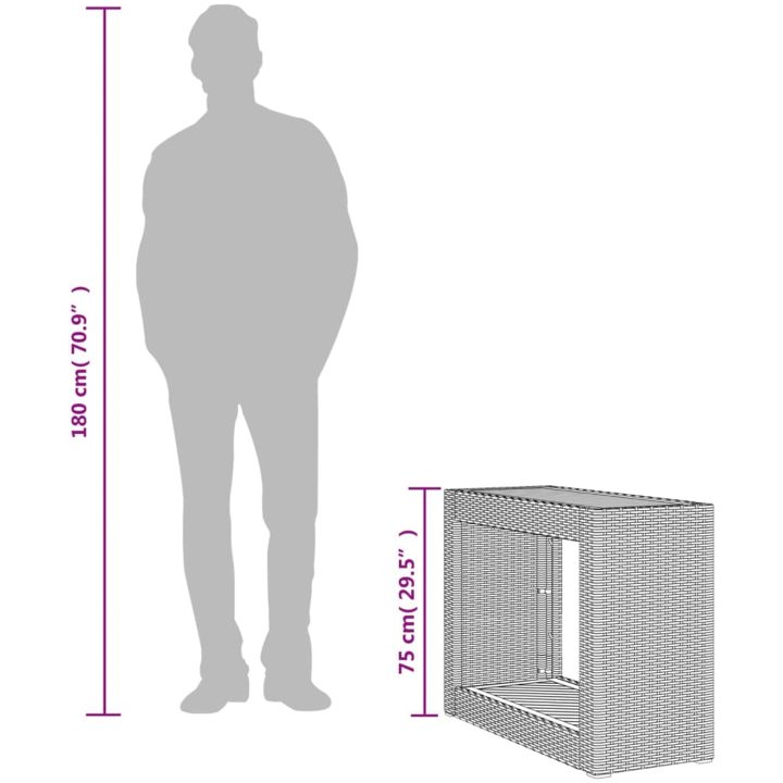 Trädgårdsbord med träskiva grå konstrotting vidaXL 100 x 40 x 75 cm – bild 10