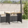 Trädgårdsbord med träskiva svart 110x68x70 cm konstrotting vidaXL – miniatyr 3