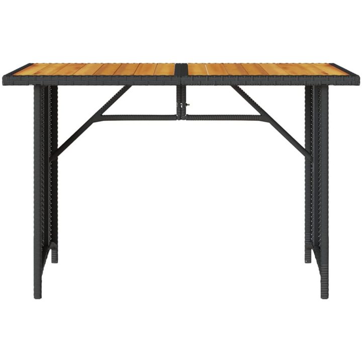 Trädgårdsbord med träskiva svart 110x68x70 cm konstrotting vidaXL – bild 4