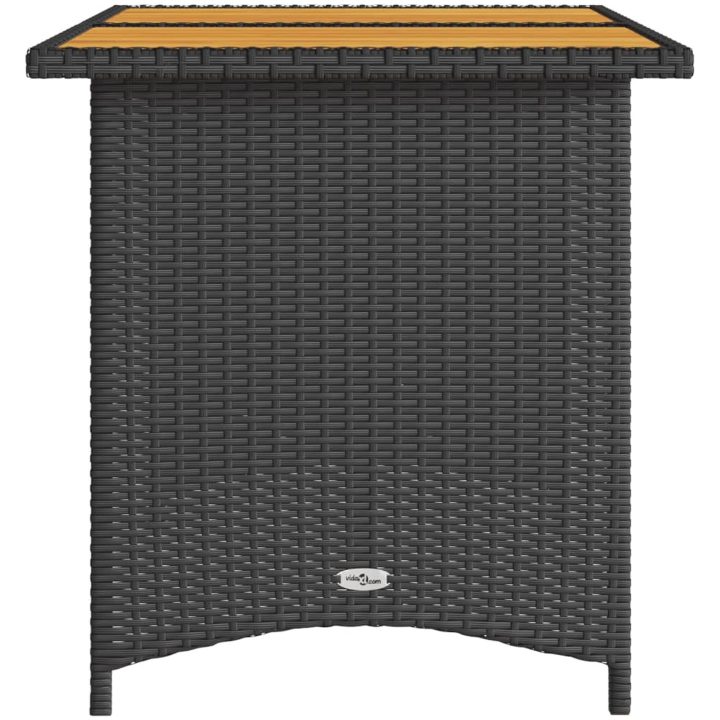 Trädgårdsbord med träskiva svart 110x68x70 cm konstrotting vidaXL – bild 5
