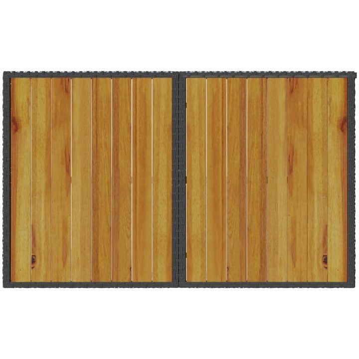 Trädgårdsbord med träskiva svart 110x68x70 cm konstrotting vidaXL – bild 7