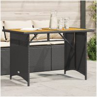 Trädgårdsbord med träskiva svart 110x68x70 cm konstrotting vidaXL