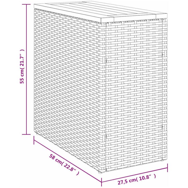Trädgårdsbord med träskiva svart 58x27,5x55 cm konstrotting vidaXL – bild 11