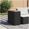 Trädgårdsbord med träskiva svart 58x27,5x55 cm konstrotting vidaXL – miniatyr 3