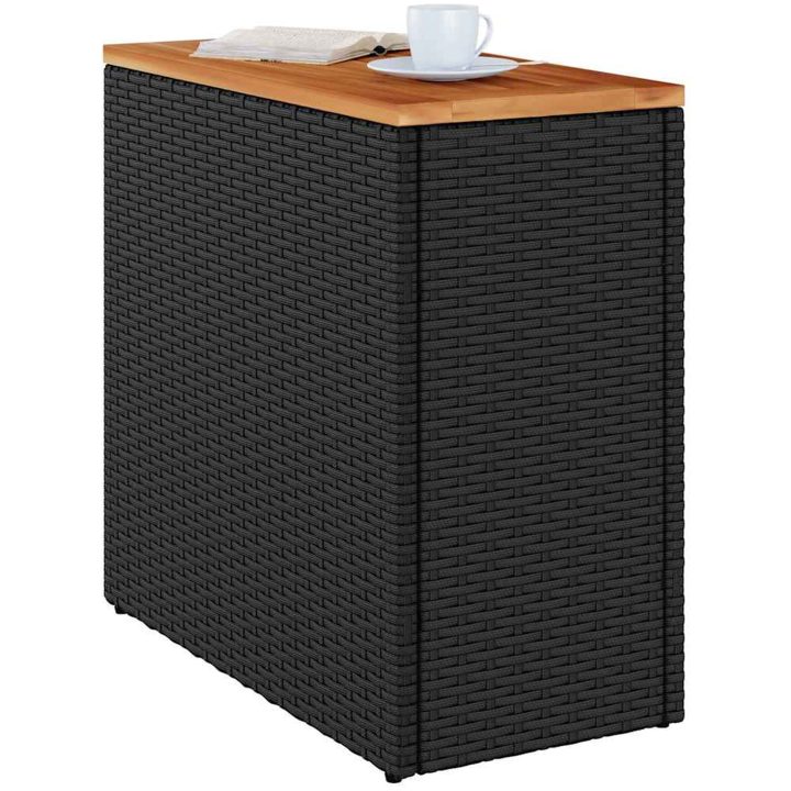 Trädgårdsbord med träskiva svart 58x27,5x55 cm konstrotting vidaXL – bild 4