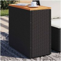 Trädgårdsbord med träskiva svart 58x27,5x55 cm konstrotting vidaXL