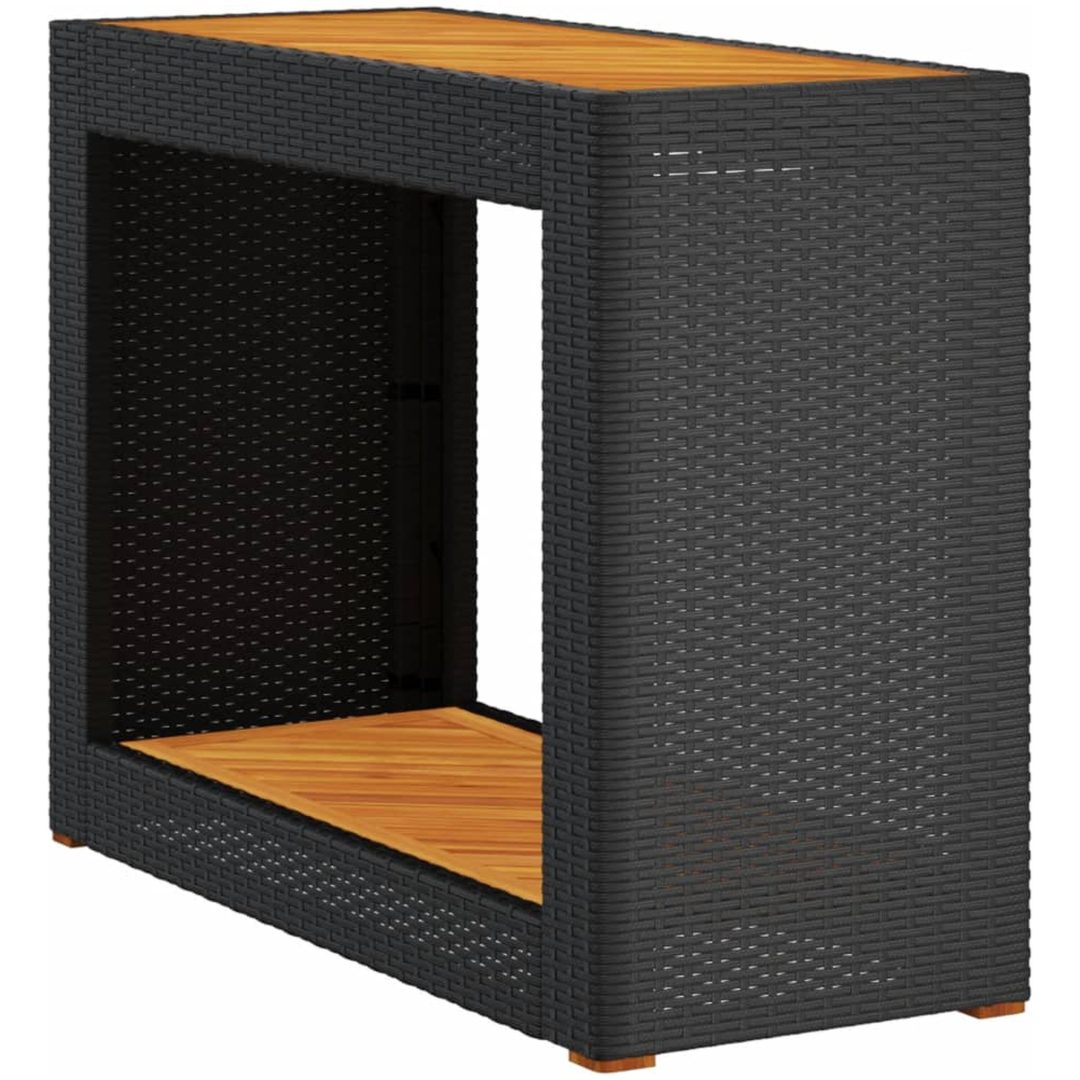 Trädgårdsbord med träskiva svart konstrotting vidaXL 100 x 40 x 75 cm – bild 2