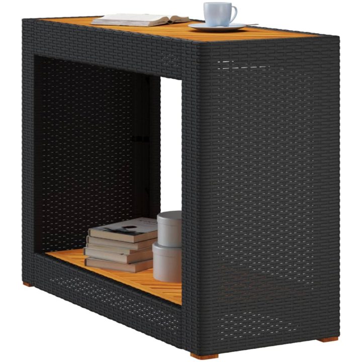 Trädgårdsbord med träskiva svart konstrotting vidaXL 100 x 40 x 75 cm – bild 4