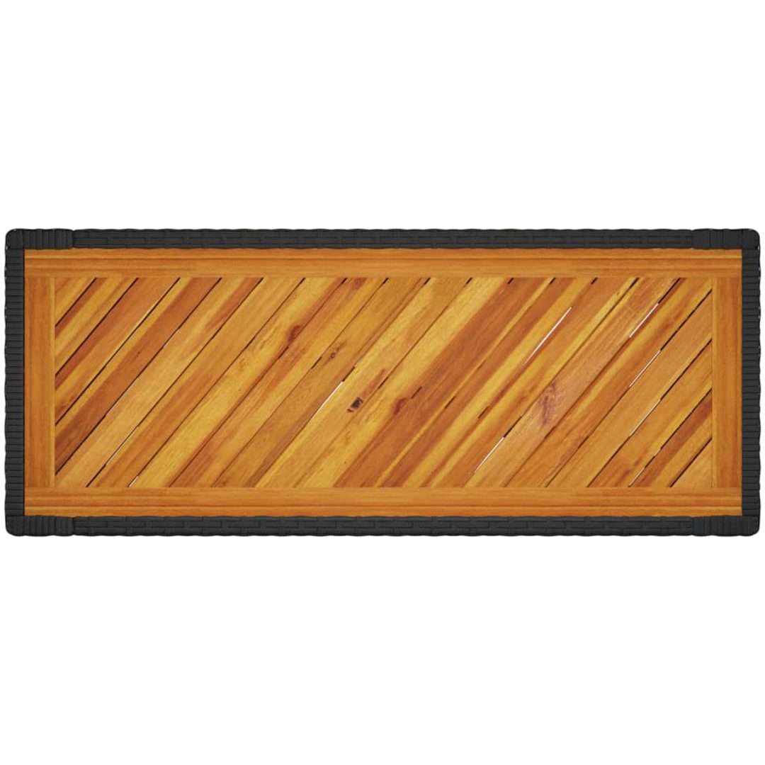 Trädgårdsbord med träskiva svart konstrotting vidaXL 100 x 40 x 75 cm – bild 8