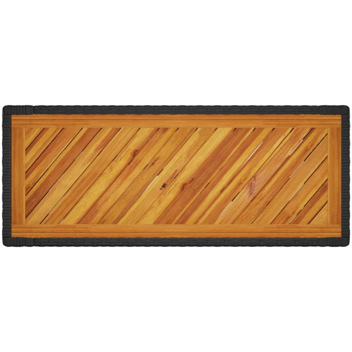 Trädgårdsbord med träskiva svart konstrotting vidaXL 100 x 40 x 75 cm – bild 8