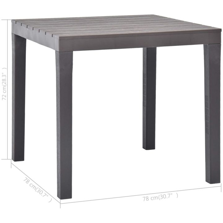 Trädgårdsbord mocca 78x78x72 cm plast vidaXL – bild 5