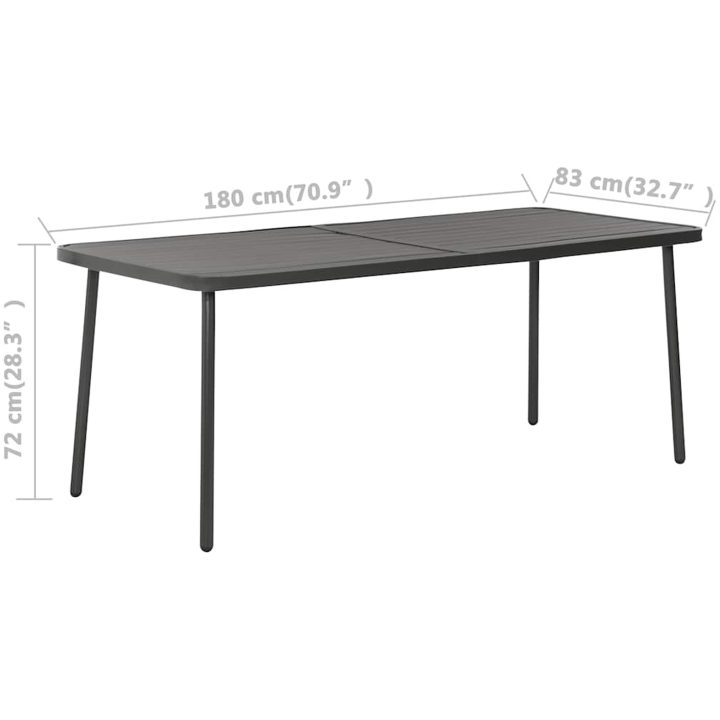 Trädgårdsbord mörkgrå 180x83x72 cm stål vidaXL – bild 6