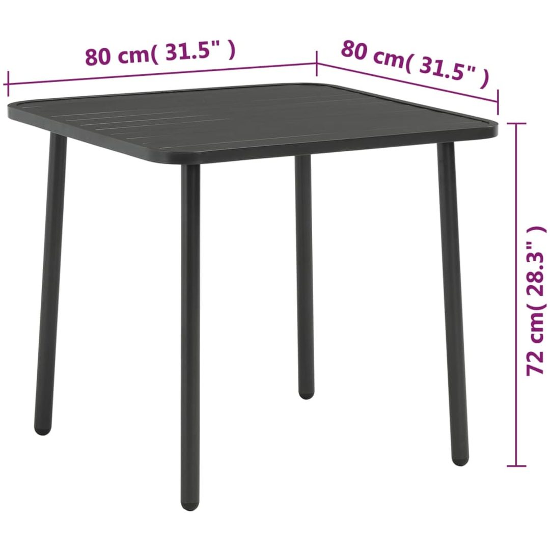 Trädgårdsbord mörkgrå stål vidaXL 80 x 80 x 72 cm – bild 4