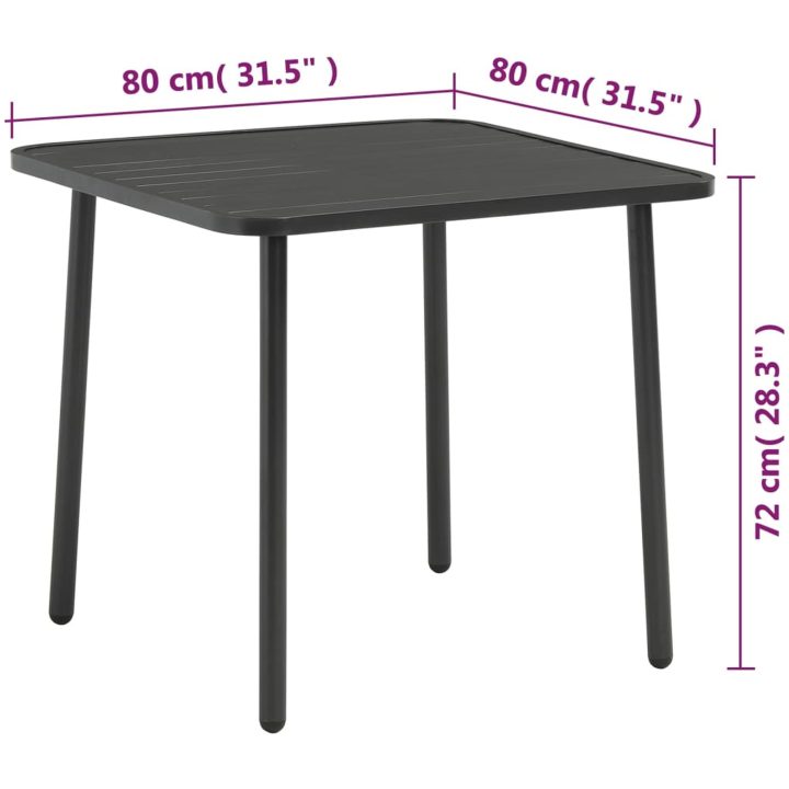 Trädgårdsbord mörkgrå stål vidaXL 80 x 80 x 72 cm – bild 4