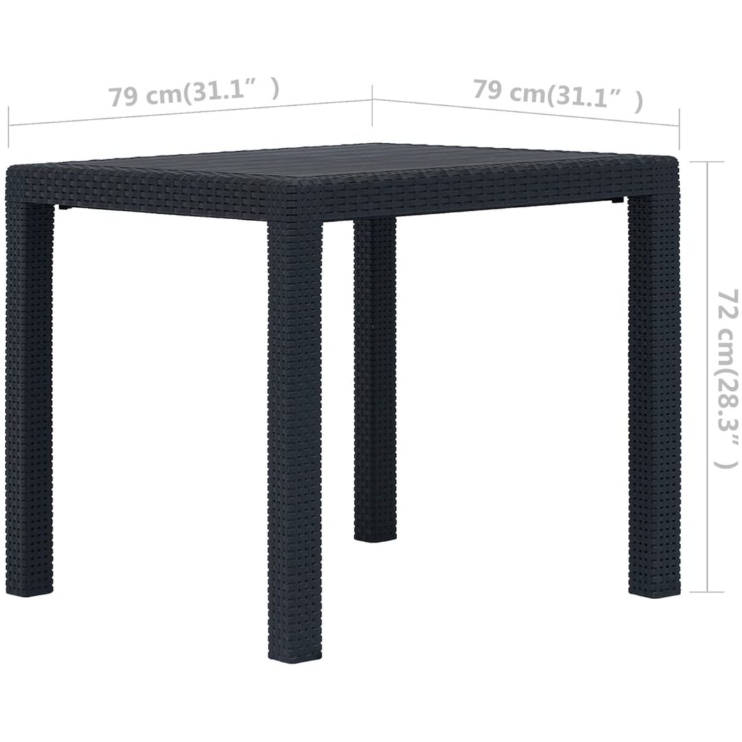 Trädgårdsbord plastrotting antracit vidaXL 79 x 79 x 72 cm – bild 5