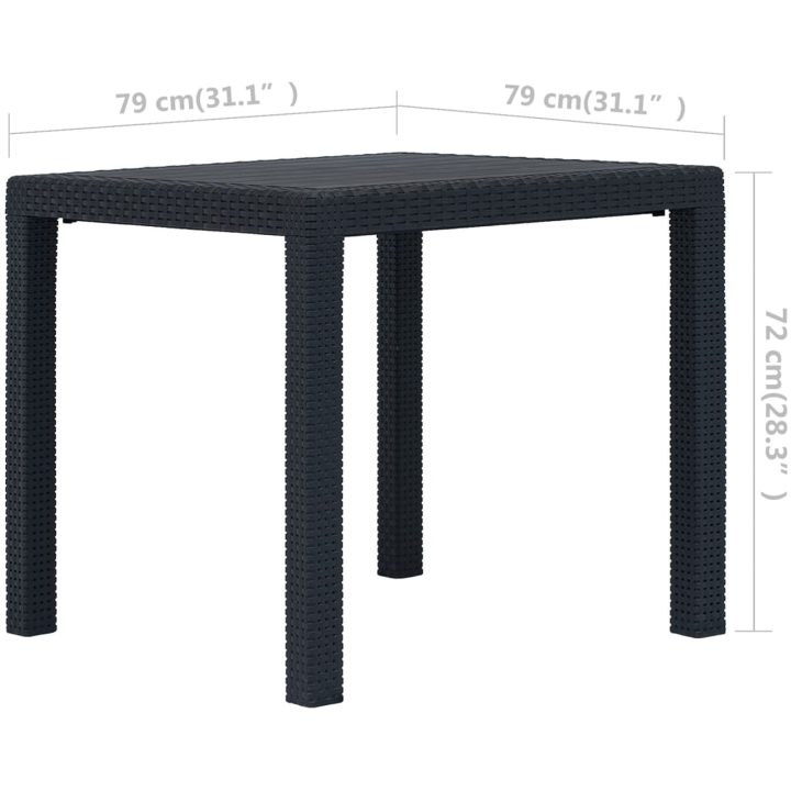Trädgårdsbord plastrotting antracit vidaXL 79 x 79 x 72 cm – bild 5