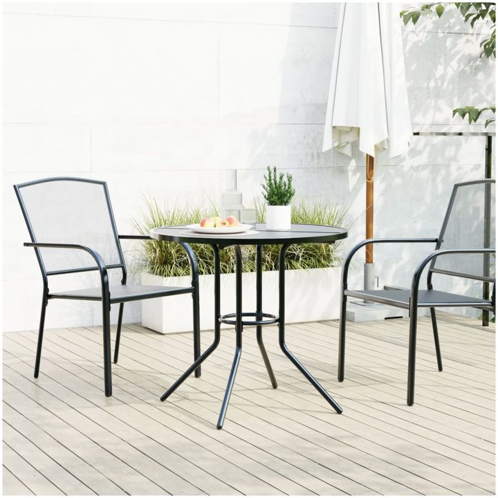 Trädgårdsbord rund antracit pulverlackerat stål vidaXL 80 x 72.5 cm – bild 3