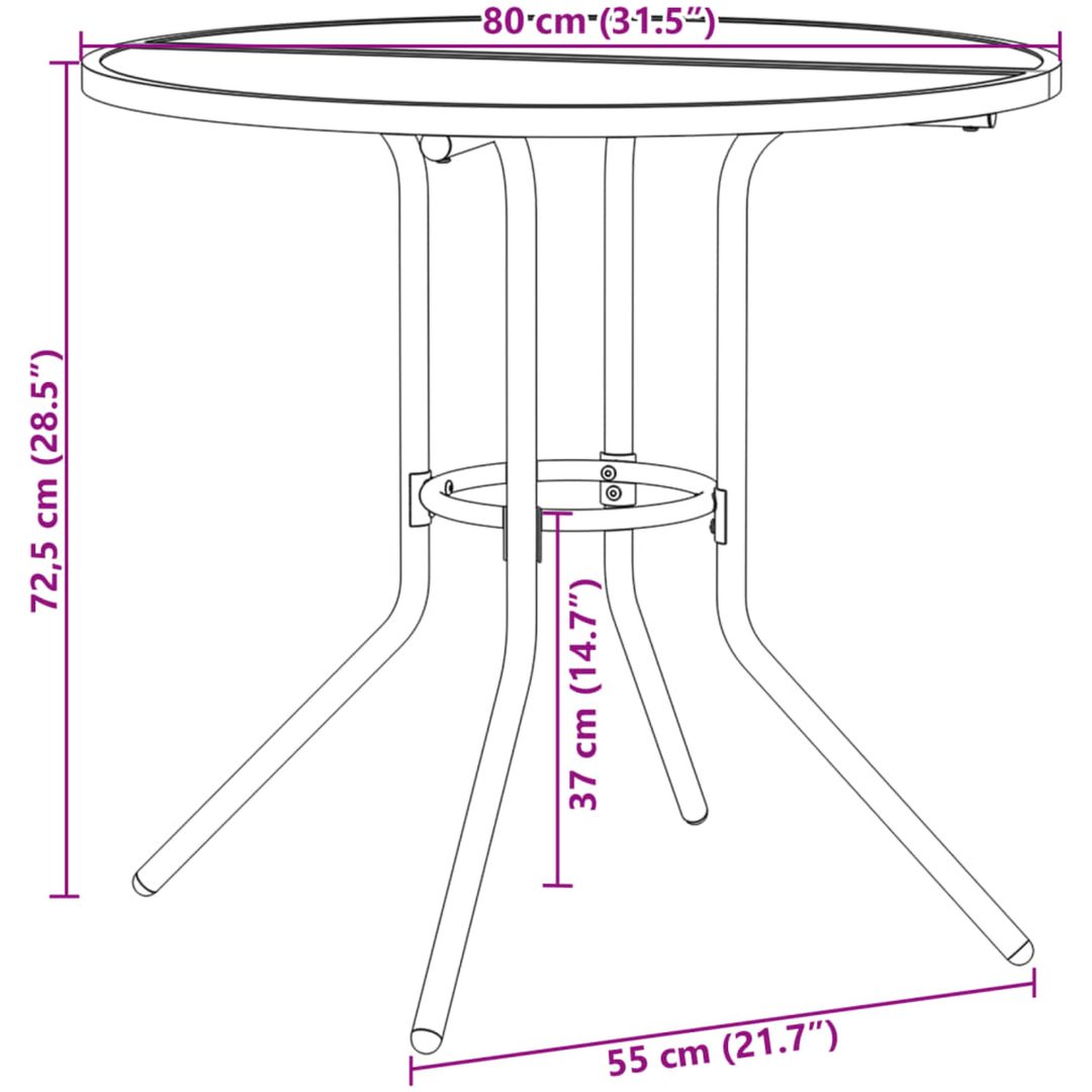 Trädgårdsbord rund antracit pulverlackerat stål vidaXL 80 x 72.5 cm – bild 8