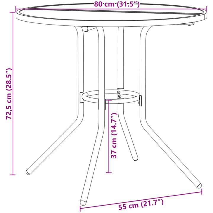 Trädgårdsbord rund antracit pulverlackerat stål vidaXL 80 x 72.5 cm – bild 8