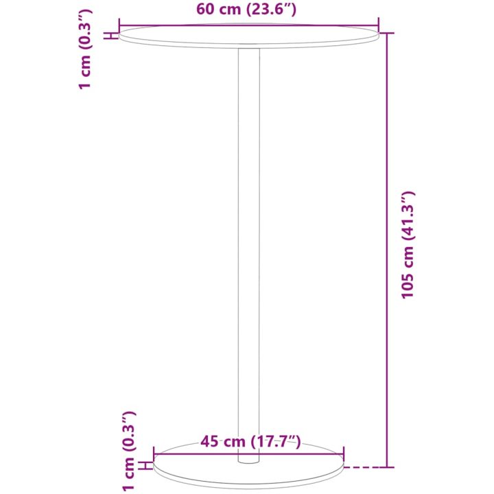 Trädgårdsbord rund svart ⌀60x105 cm stål vidaXL ⌀60 x 105 cm – bild 7