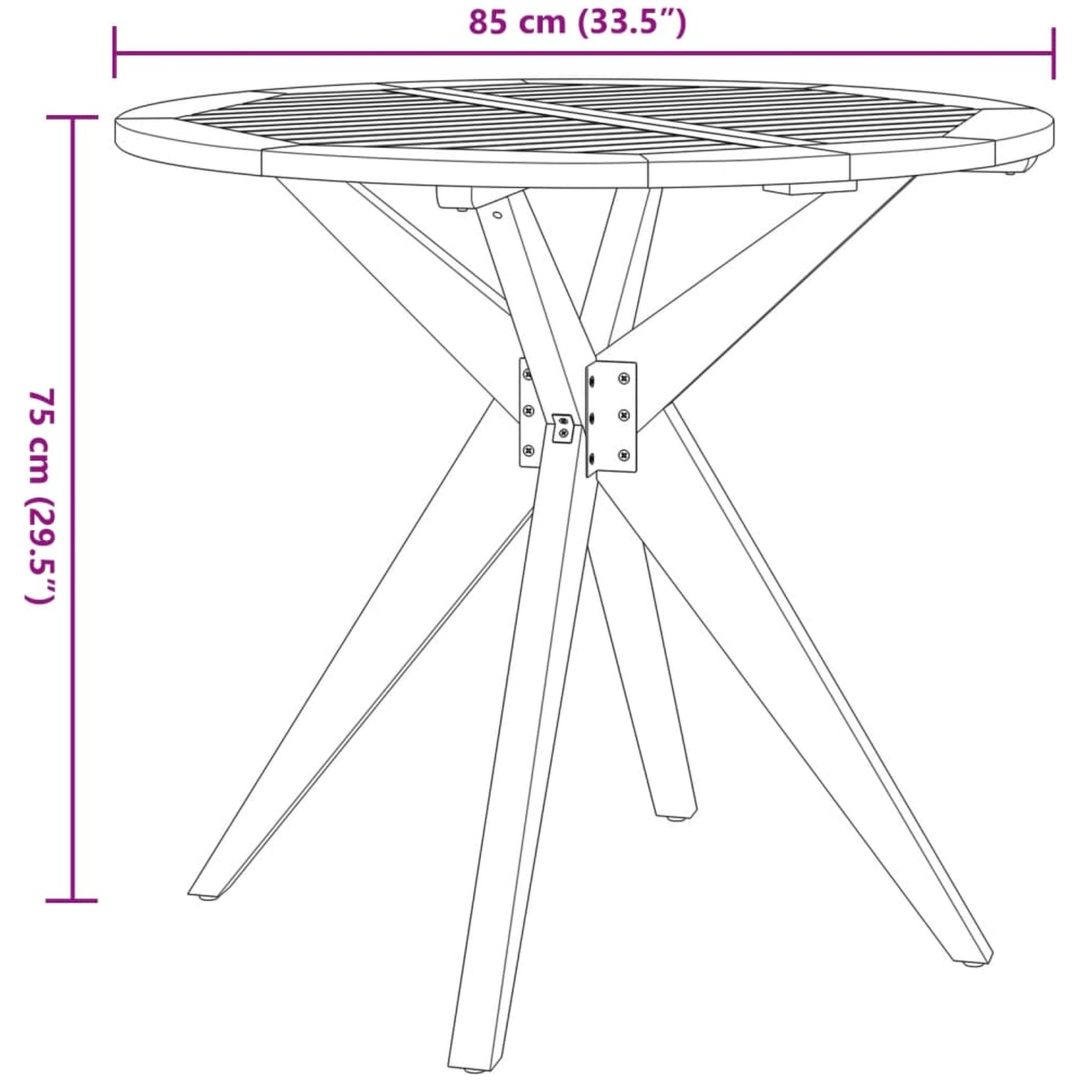 Trädgårdsbord runt massivt akaciaträ vidaXL ⌀85 x 75 cm – bild 8