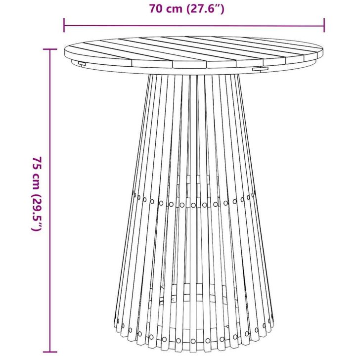 Trädgårdsbord Solid Teak vidaXL ⌀70 x 75 cm – bild 7