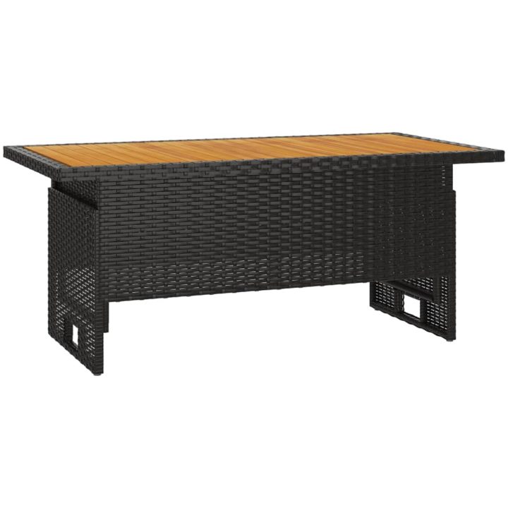 Trädgårdsbord svart 100x50x43/63 cm akaciaträ&konstrotting vidaXL – bild 2