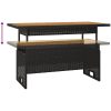 Trädgårdsbord svart 100x50x43/63 cm akaciaträ&konstrotting vidaXL – miniatyr 5