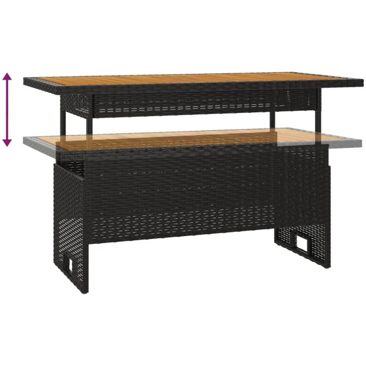 Trädgårdsbord svart 100x50x43/63 cm akaciaträ&konstrotting vidaXL – bild 5